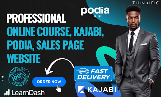 Gig Preview - Do online course website, sales page, kajabi website, thinkific, podia website