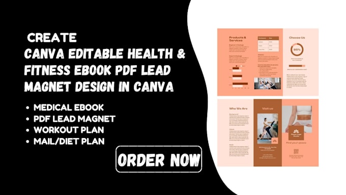 Bestseller - do editable health and fitness ebook, pdf lead magnet design in canva, designrr