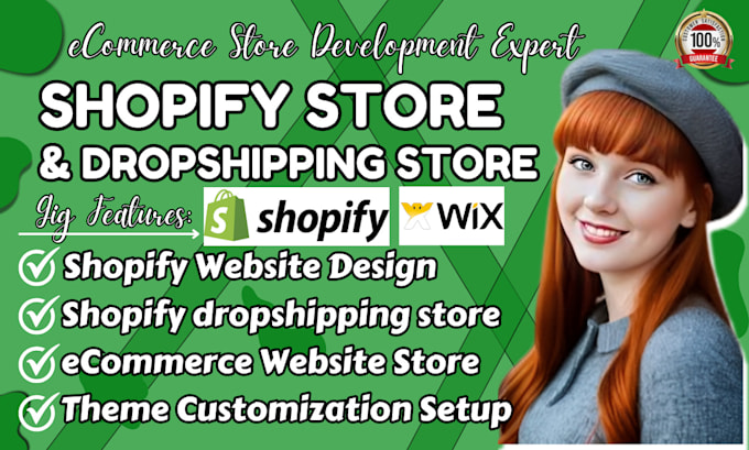 Gig Preview - Build shopify store shopify website design or shopify dropshipping store