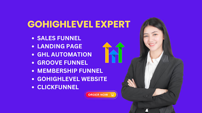 Gig Preview - Setup gohighlevel automation sales funnel landing page clickfunnels