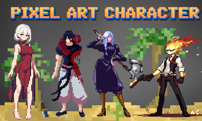 Gig Preview - Do pixel art character for games and animation asset sprite background, tileset