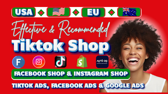 Gig Preview - Setup tiktok shop, facebook shop, tiktok dropshipping or google merchant listing