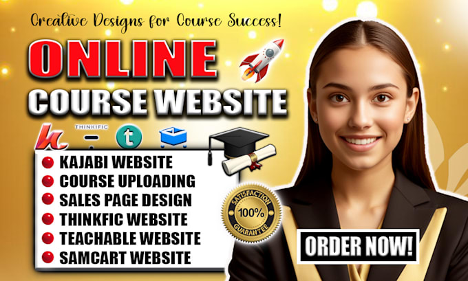 Gig Preview - Do kajabi course website, online course content,  elearning ebook sales funnel