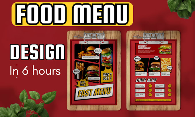 Gig Preview - Quickly design modern food restaurant menu and drinks menu design in 6 hours