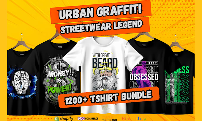 Gig Preview - Deliver urban streetwear, graffiti, avengers premium 500 tshirt design bundle