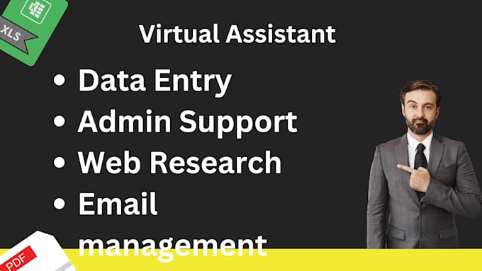 Gig Preview - Be your virtual assistant for admin work, management and data entry