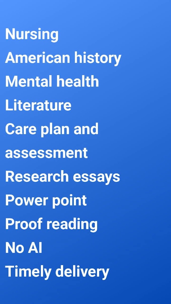 Gig Preview - Do research on nursing, american history, and psychology