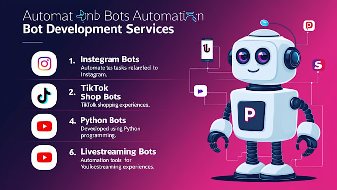 Gig Preview - Develop automated tiktok api bot instagram api bot facebook api bot api bot