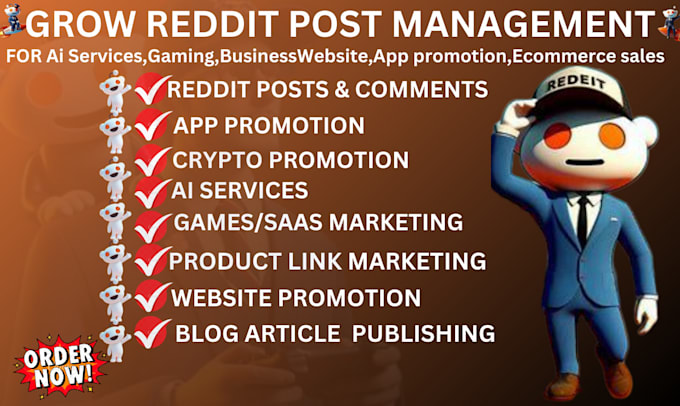 Bestseller - manage reddit post for ai app iptv website ecommerce saas sales crypto link