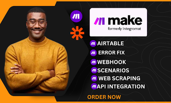 Gig Preview - Setup make connect zapier automation integration crm make com with integromat