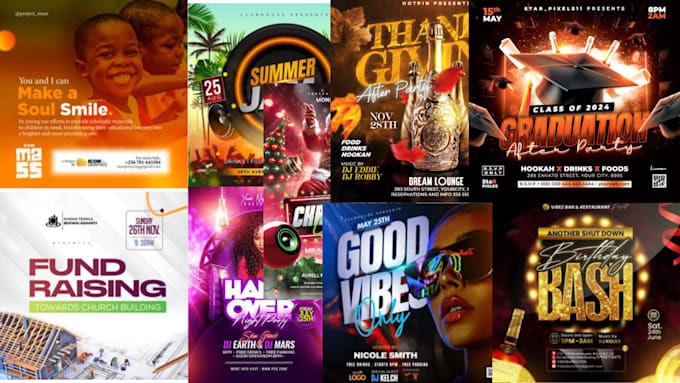 Gig Preview - Design exceptional party flyer, club flyer, church, food, or event flyer design