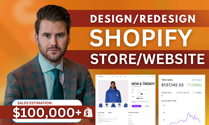 Gig Preview - Create shopify store, build shopify website design, shopify dropshipping website