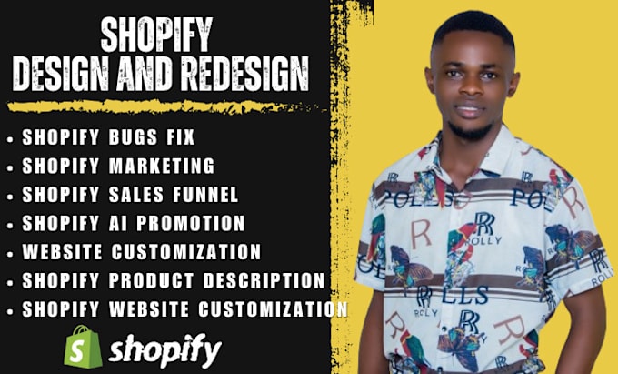 Gig Preview - Shopify store design shopify website design shopify website redesign coding