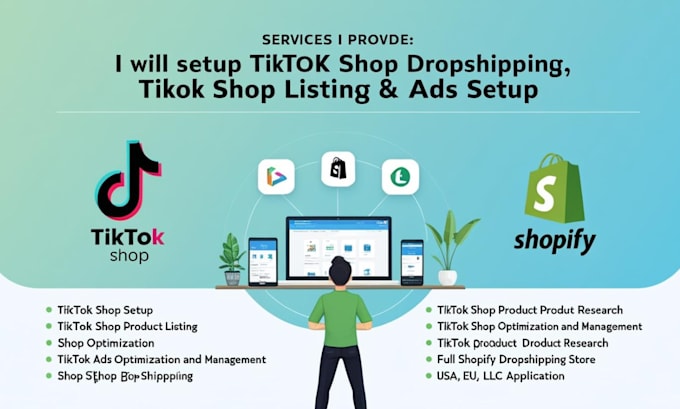 Gig Preview - Setup tiktok shop dropshipping tiktok shop product listing tiktok shop ads setup