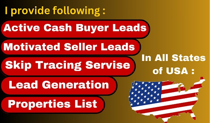 Gig Preview - Provide cash buyer, motivated seller leads with skip tracing