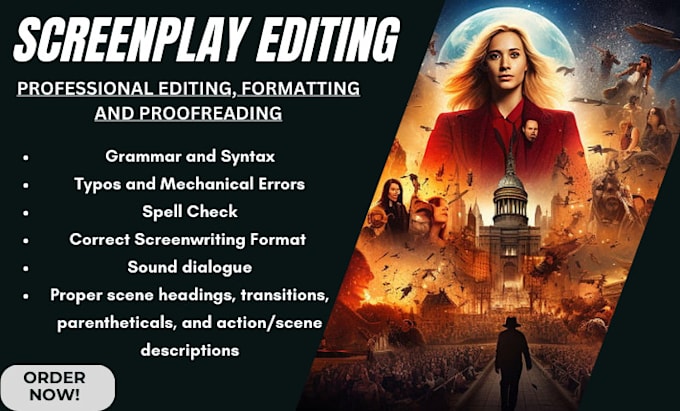 Gig Preview - Edit, proofread and format your screenplay screenwriting or movie script