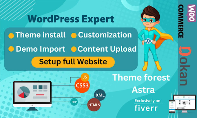 Gig Preview - Install wordpress theme import demo and do customization within 6 hours