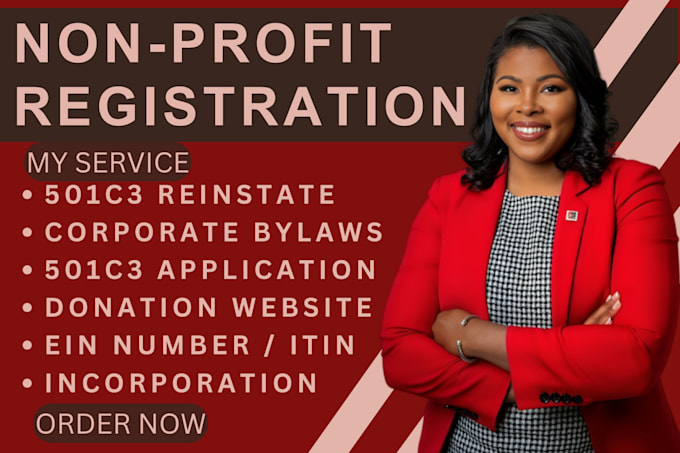 Gig Preview - Do non profit registration, reinstate 501c3 application, bylaws, ein