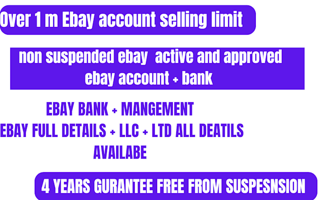 Gig Preview - Create ebay stealth with bank setup, ebay llc with 4 years guarantee, ebay store