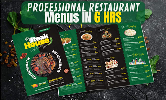 Gig Preview - Design digital food restaurant menu, modern food flyer menu board in 6 hrs