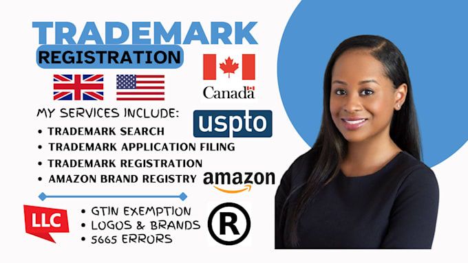 Gig Preview - Help with trademark registration USA, UK, eu or canada and trademark search