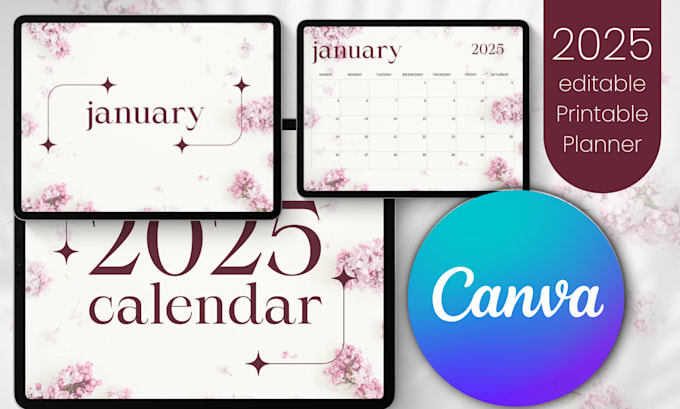 Gig Preview - Design 2025 canva planner, editable planner, digital planners, printable planner