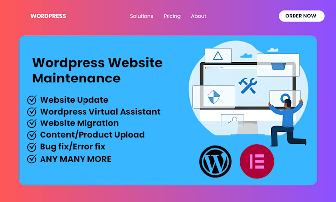 Gig Preview - Do wordpress website maintenance, update wordpress help support wordpres manager