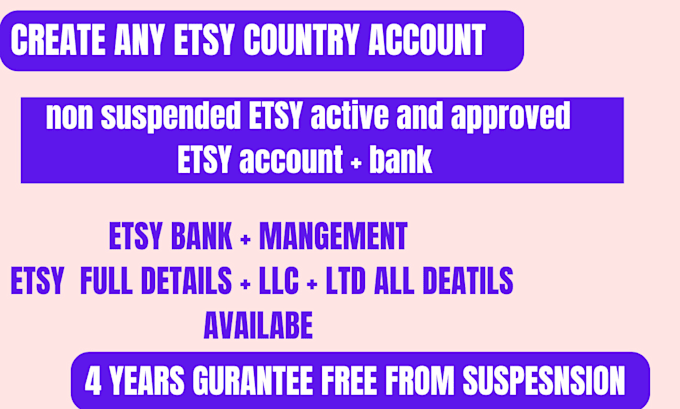 Bestseller - create any country etsy seller account etsy selfie etsy bank setup etsy listing