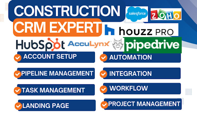 Gig Preview - Setup hubspot pipedrive automation zoho crm salesforce acculynx houzz pro