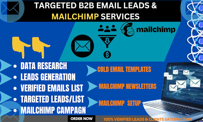 Gig Preview - B2b email leads list setup and design mailchimp campaigns newsletter cold email