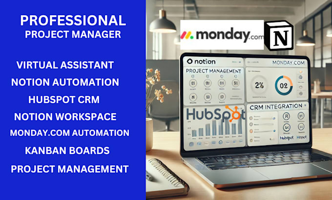 Gig Preview - Be your virtual assistant for project management using notion monday crm hubspot