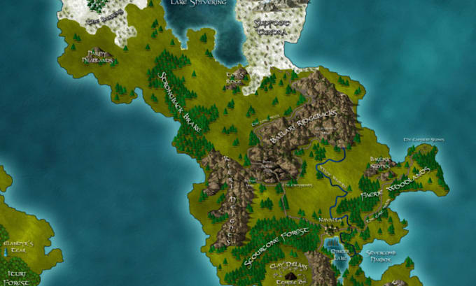 Gig Preview - Custom fantasy map illustration for novel , rpg ,game, dnd with castle, dragons