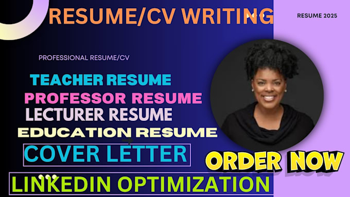 Gig Preview - Write teacher resume writing professor resume cv writing lecturer and education