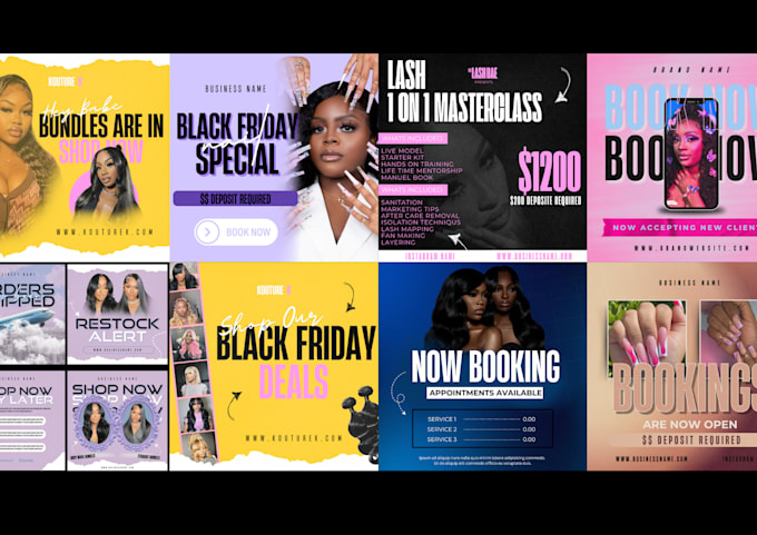 Bestseller - design hair, lashes, nail, instagram content graphic flyer