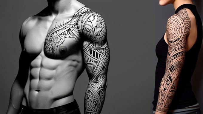 Gig Preview - Create sleeve tattoo design in geometric style