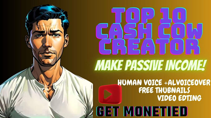 Gig Preview - Do youtube automation, cash cow channel, faceles cash cow video,commercial video