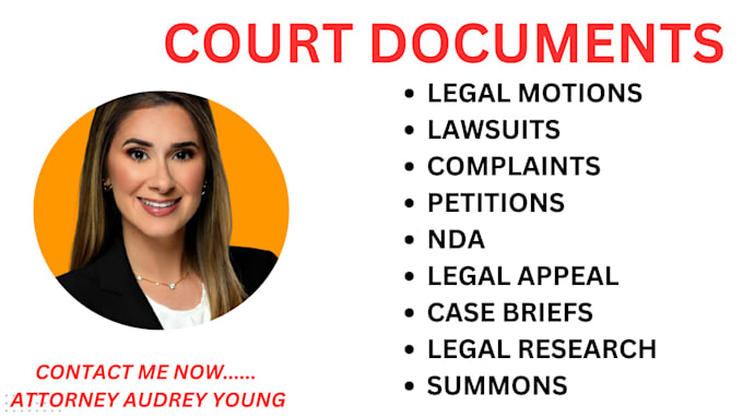 Gig Preview - Draft court pleadings, motion, lawsuit, complaint, petition, appeal, answer, nda