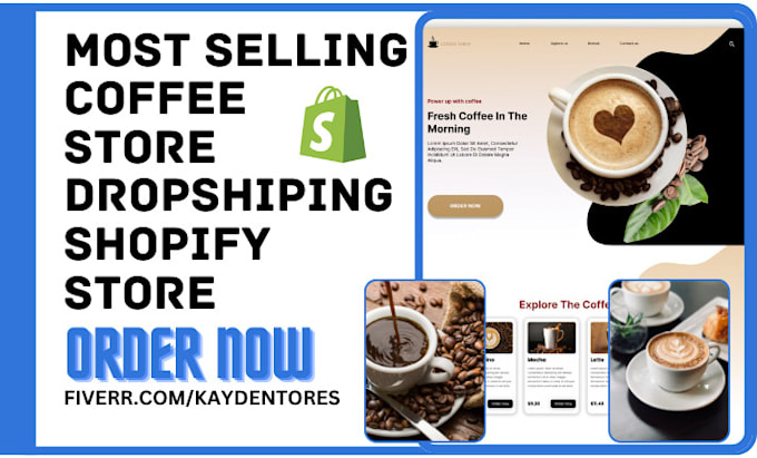 Gig Preview - Design private label coffee store coffee website brand coffee dropshipping store