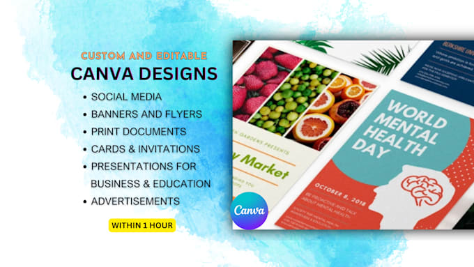 Gig Preview - Create any commercial design using canva