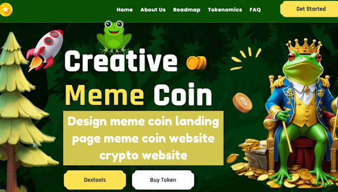 Gig Preview - Design meme coin landing page meme coin website crypto website meme coin website