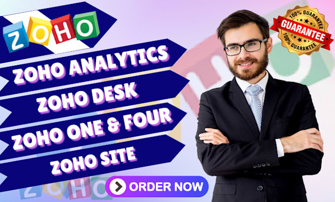 Gig Preview - Be your zoho expert for analytics, desk, sites, zoho one, and zoho 4 setup