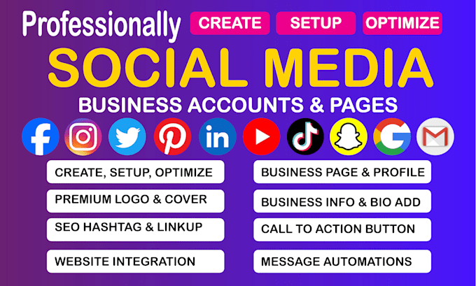 Bestseller - all social media account create, setup, customize and optimize business pages