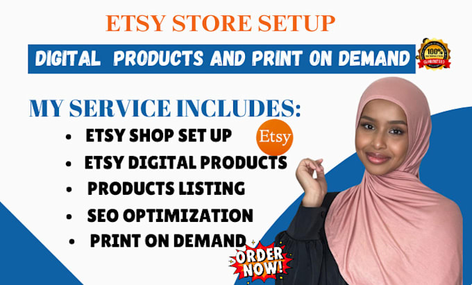 Gig Preview - Setup etsy shop etsy digital product printify printful etsy SEO product listing