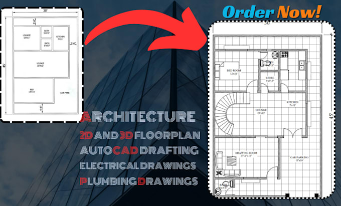 Gig Preview - Architect for house plans, 2d floor plan elevation section