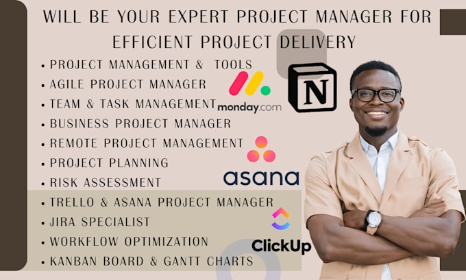 Gig Preview - Be expert project manager for efficient project delivery with nation or clickup