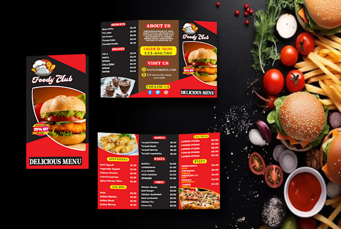 Gig Preview - Do modern and eye catching restaurant menu and folding menu design