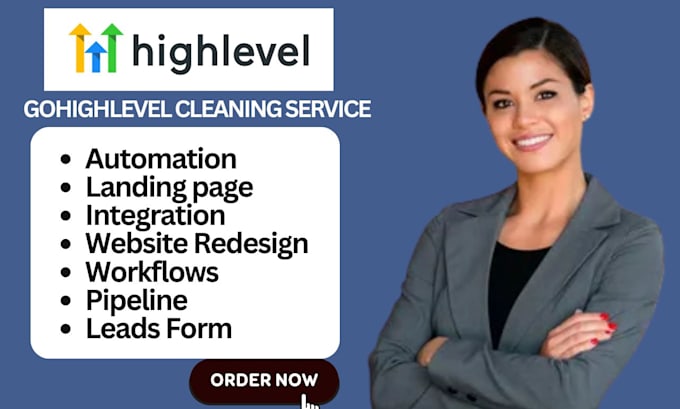 Gig Preview - Design gohighlevel cleaning service landing page funnel website contact form crm