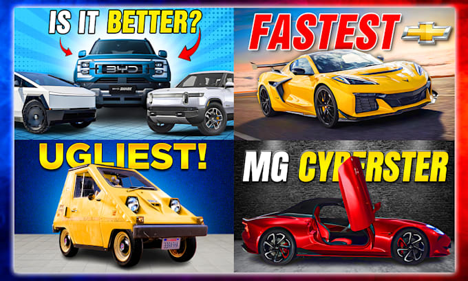 Gig Preview - Design eye catchy, high CTR thumbnails for car, auto channel