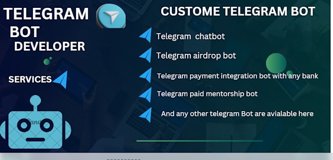 Gig Preview - Telegram bot, custom telegram chatbot, API for python