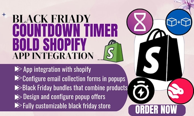 Gig Preview - Setup shopify black friday marketing bold countdown timer hextom sales pop up